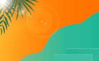 3D Realistic Background with podium and palm leaves vector