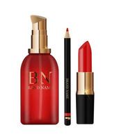 3D Realistic Red Lipstick and Pencil and cosmetics cream bottle Design Template vector