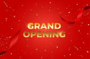 Grand Opening Card with Ribbon and Scissors Background vector