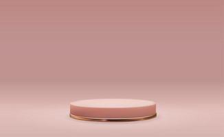 Pedestal de oro rosa sobre fondo natural rosa pastel vector