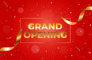 Grand Opening Card with Ribbon and Scissors Background vector