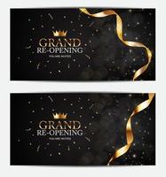 Grand Opening Card with Ribbon and Scissors Background vector