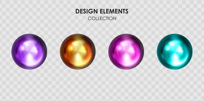 Collection set of realistic 3d render metallic color gradient geometric shapes objects elements for design isolated on transparent background vector