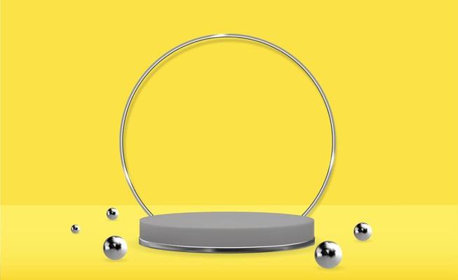 Realistic 3d pedestal over yellow background