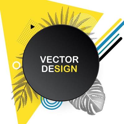 Abstract Geometric Trendy Background with Halftones Palm Leaves