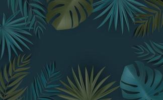 Abstract Natural Background with Tropical Palm and Monstera Leaves vector