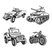 World War 2 Military Vehicles of The United States vector