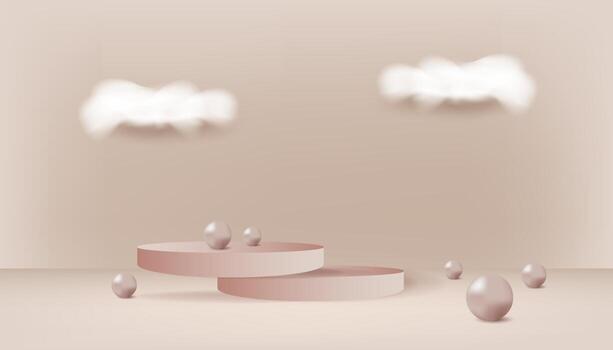 Abstract minimal scene with geometric forms and cylinder podium display vector