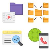 Pack of Data Technology Flat Icons vector