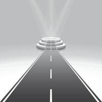 Illuminated 3d isolated road to empty podium for award with light beam shines down vector