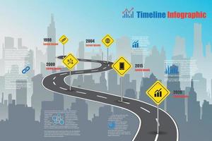 Business roadmap timeline infographic city with road sign designed template milestone element modern diagram process technology digital marketing data presentation chart Vector illustration