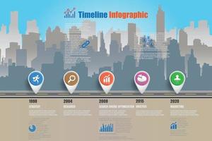 mapa de ruta de negocios ciudad de infografía de línea de tiempo diseñada para fondo abstracto plantilla elemento de hito diagrama moderno tecnología de proceso marketing digital presentación de datos gráfico ilustración vectorial vector