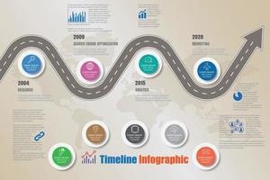 Iconos de infografía de línea de tiempo de hoja de ruta de negocios diseñados para elemento de plantilla de fondo abstracto proceso de diagrama moderno páginas web tecnología marketing digital presentación de datos gráfico ilustración vectorial vector