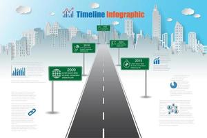 Business roadmap timeline infographic city designed for abstract background template milestone element modern diagram process technology digital marketing data presentation chart Vector illustration