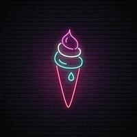 Ice cream cone neon sign vector