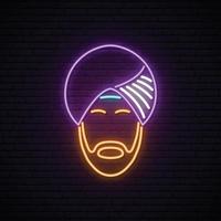 Neon sign of Indian man in national headdress