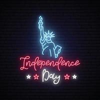 Statue of Liberty for 4th of July neon sign banner vector