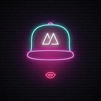 Girl with baseball cap neon sign vector