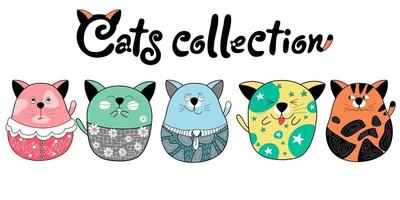 Cat collection clip art and craft designs vector