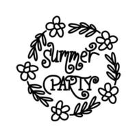 Summer Party Script text Design Template Vector