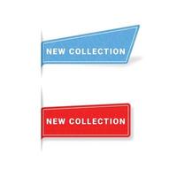 set of new collection tag label badge with shadow vector