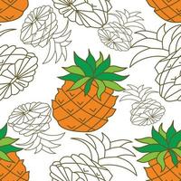 Pineapple Fruit Pattern Seamless Vector Template