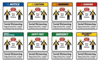 Social Distancing Construction Sign vector