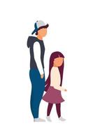 Sibling walking together flat color vector faceless characters