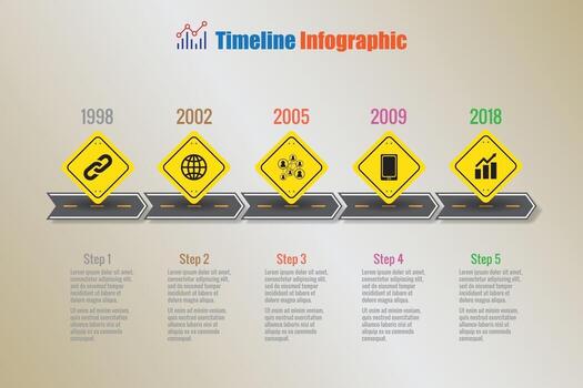 Business roadmap timeline infographic with road sign designed for abstract background template element modern diagram process technology digital marketing data presentation chart Vector illustration