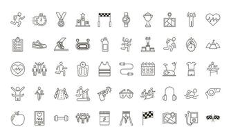 bundle of runners and tracks set icons vector