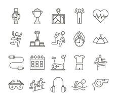 bundle of runners and tracks set icons vector