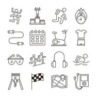 bundle of runners and tracks set icons vector