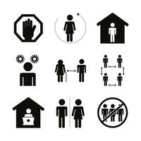 bundle of distance social set icons vector