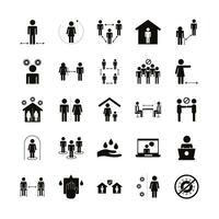 bundle of distance social set icons vector