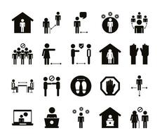 bundle of distance social set icons vector