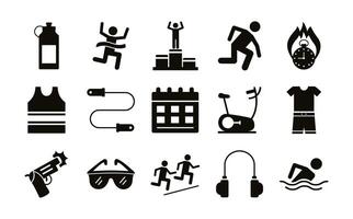 bundle of runners and tracks set icons vector