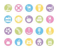 bundle of summer vacations set icons vector