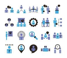 bundle of business people avatars set icons vector