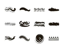 bundle of creative design with brush strokes icons vector