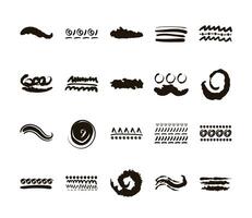 bundle of creative design with brush strokes icons vector