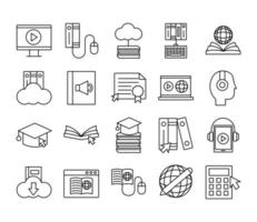 bundle of education online set icons vector