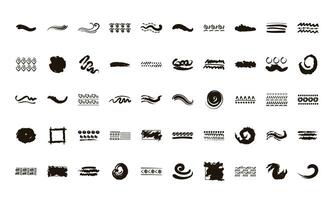 bundle of creative design with brush strokes icons vector