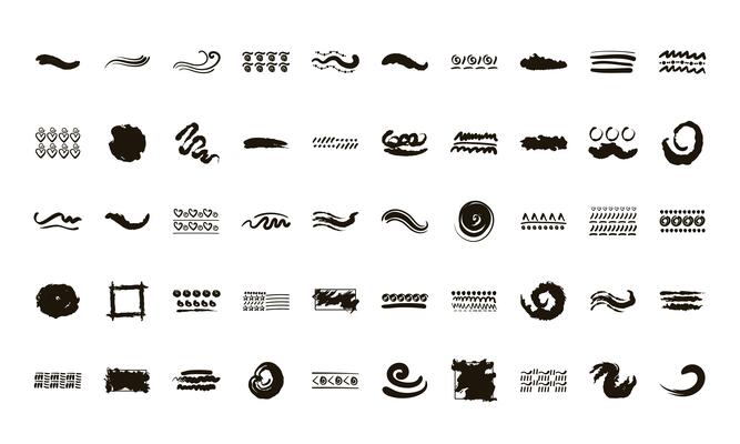 bundle of creative design with brush strokes icons
