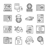 bundle of education online set icons vector