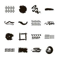 bundle of creative design with brush strokes icons vector