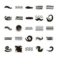 bundle of creative design with brush strokes icons vector