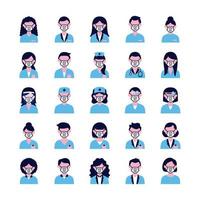 group of people and doctors wearing medical masks vector