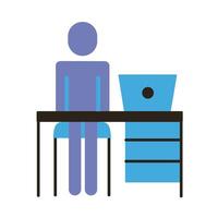 businessman figure working in laptop flat style icon vector