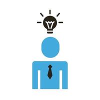 businessman figure in bulb flat style icon vector