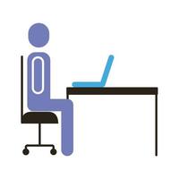 businessman figure working in laptop flat style icon vector